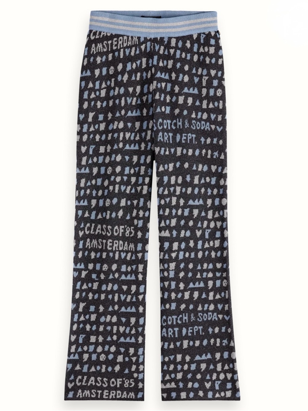 Scotch & Soda Girls size 12 Blue Gray Straight Leg Jacquard Knit Sweatpants